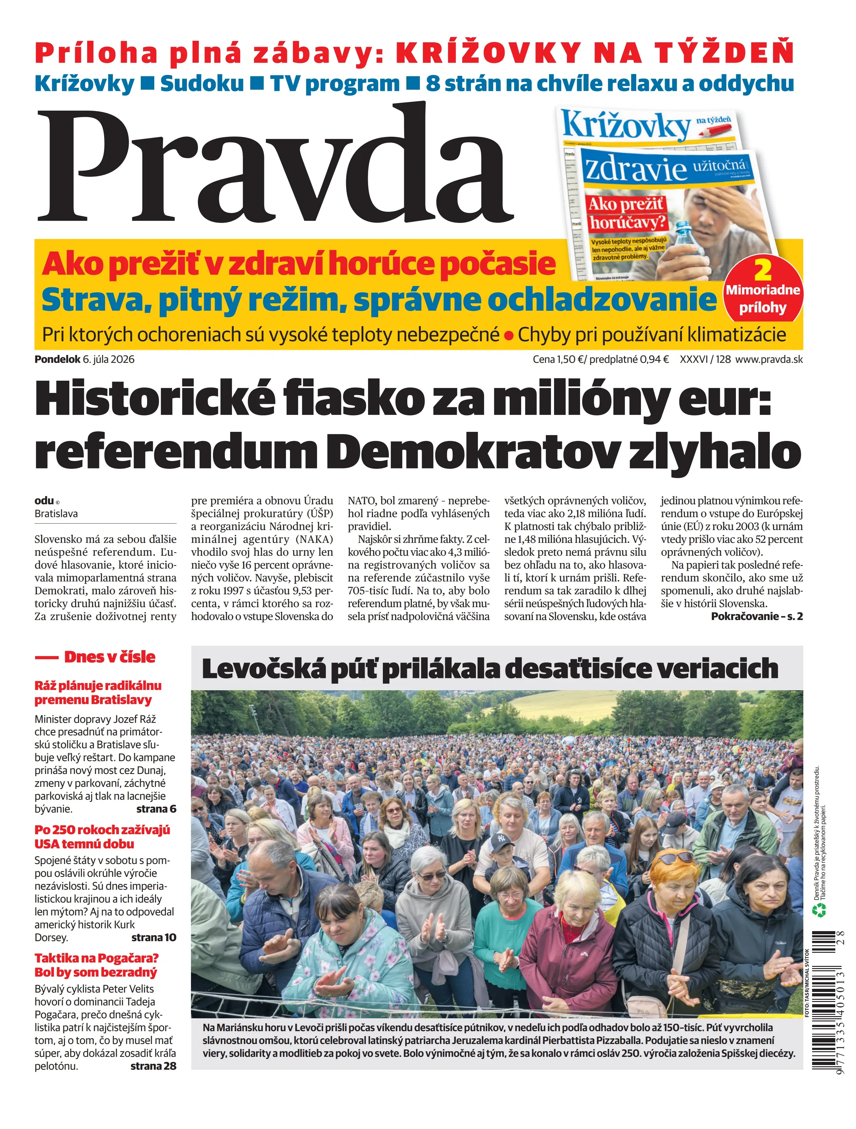 Vydanie Pravdy, náhľad obálky denníka