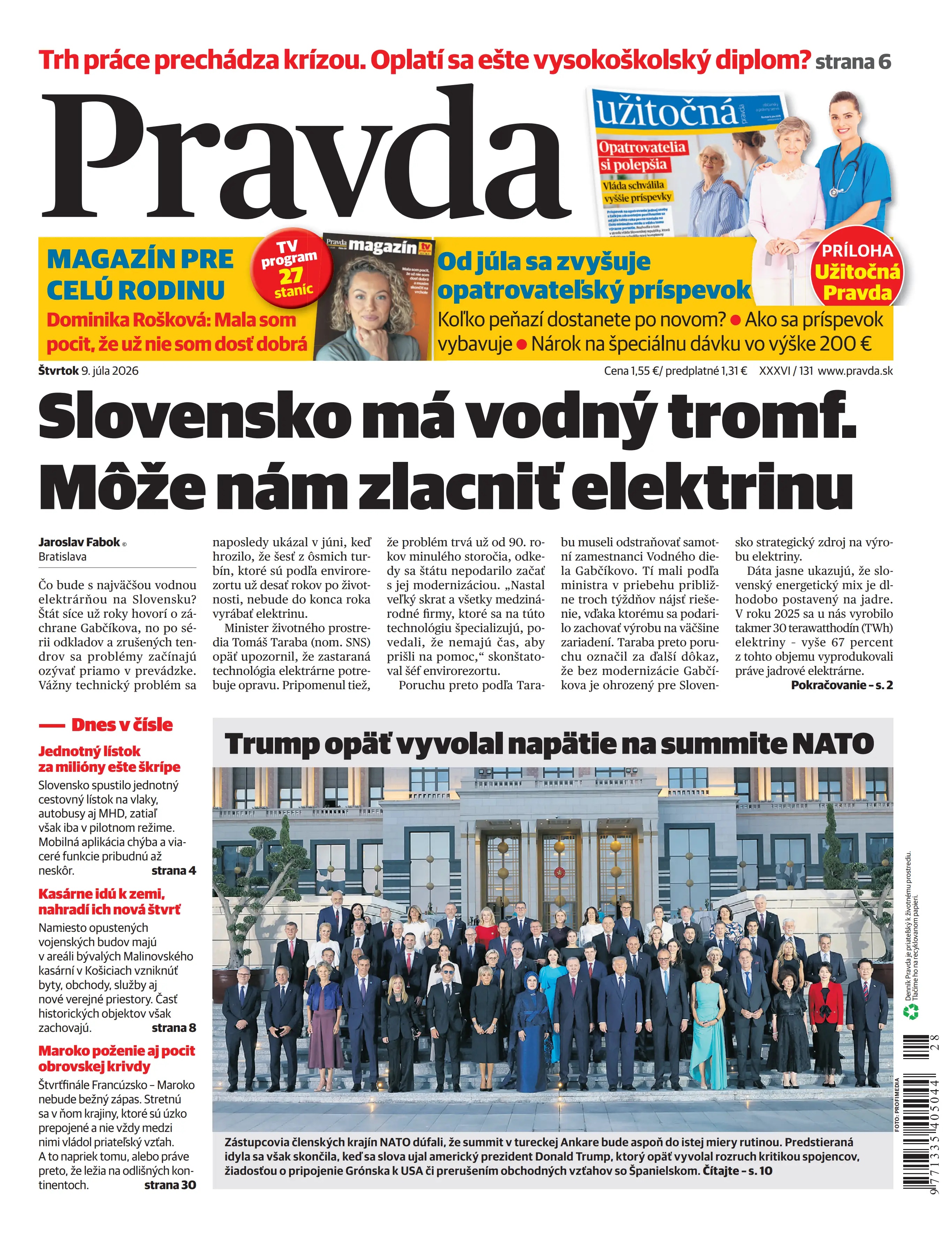 Vydanie Pravdy, náhľad obálky denníka
