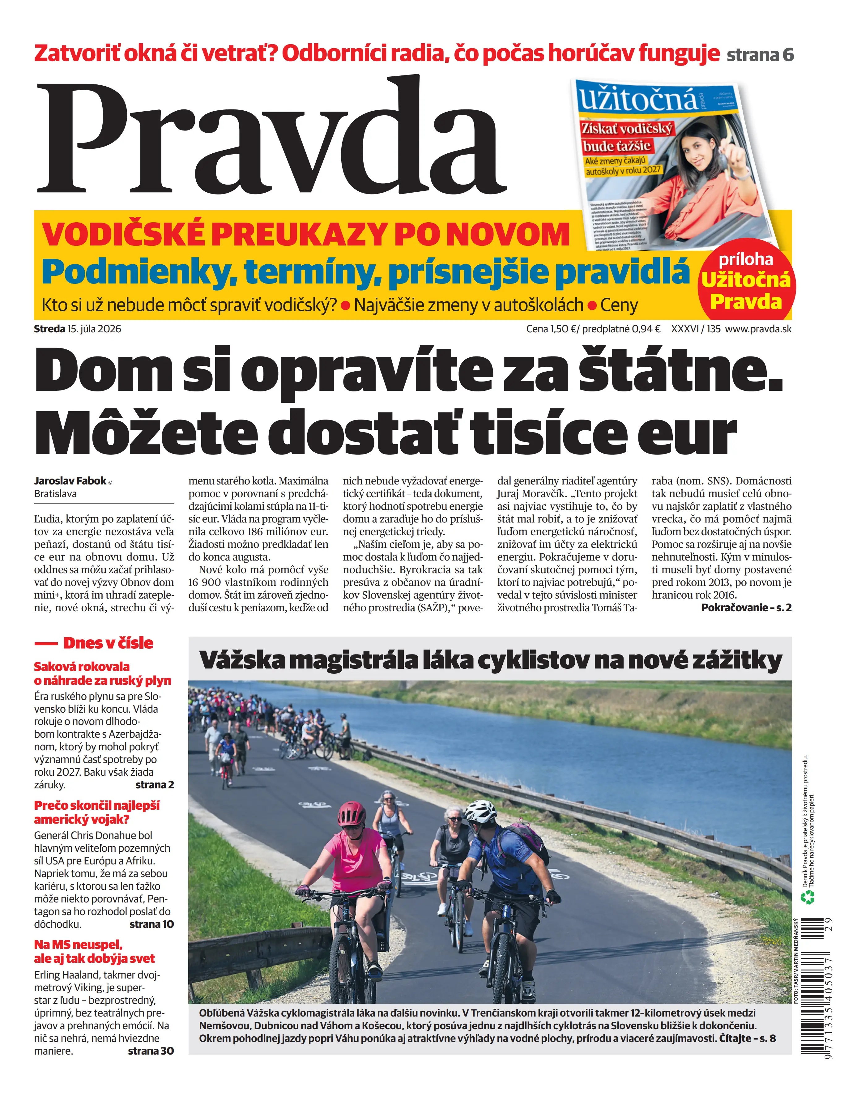 Vydanie Pravdy, náhľad obálky denníka