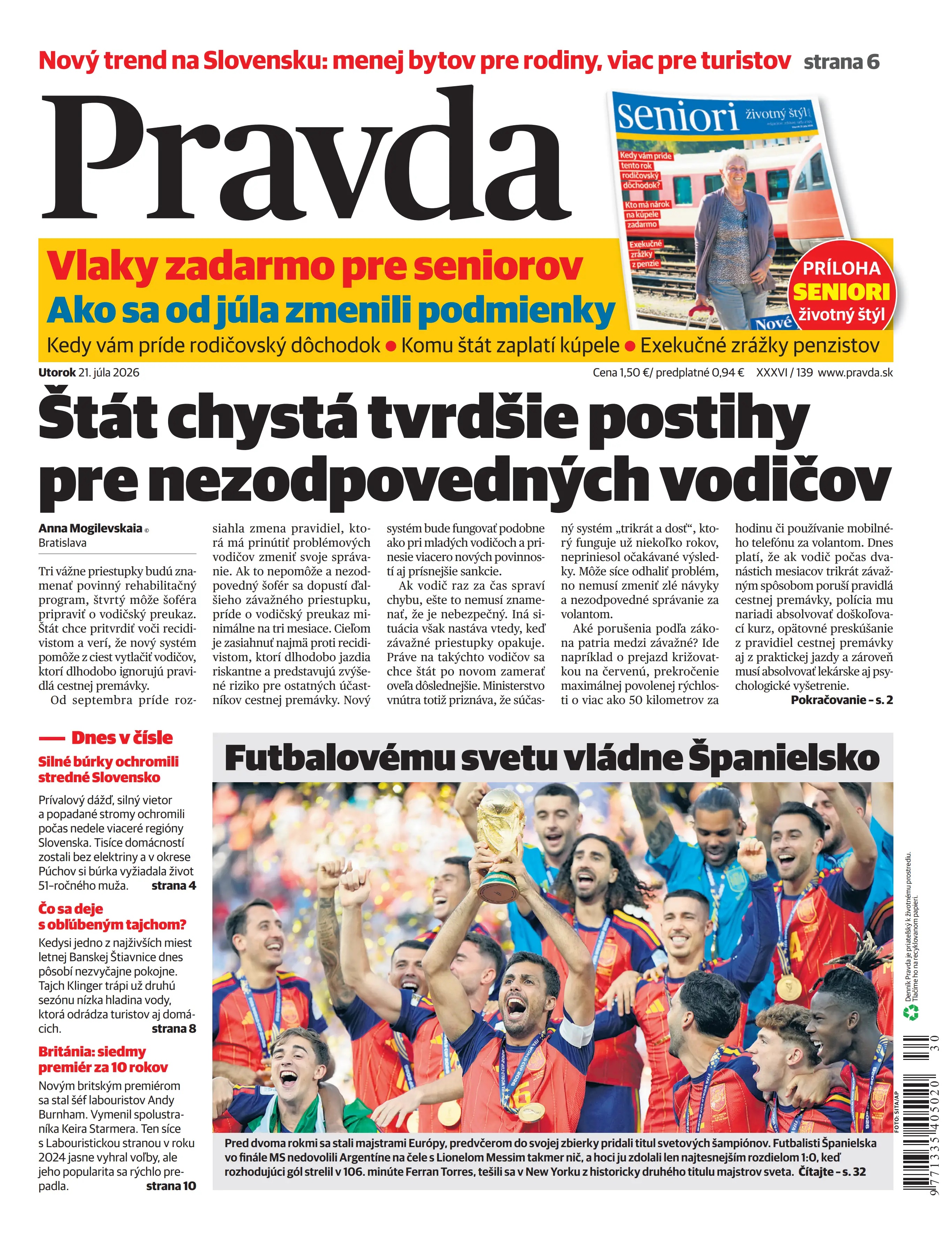 Vydanie Pravdy, náhľad obálky denníka