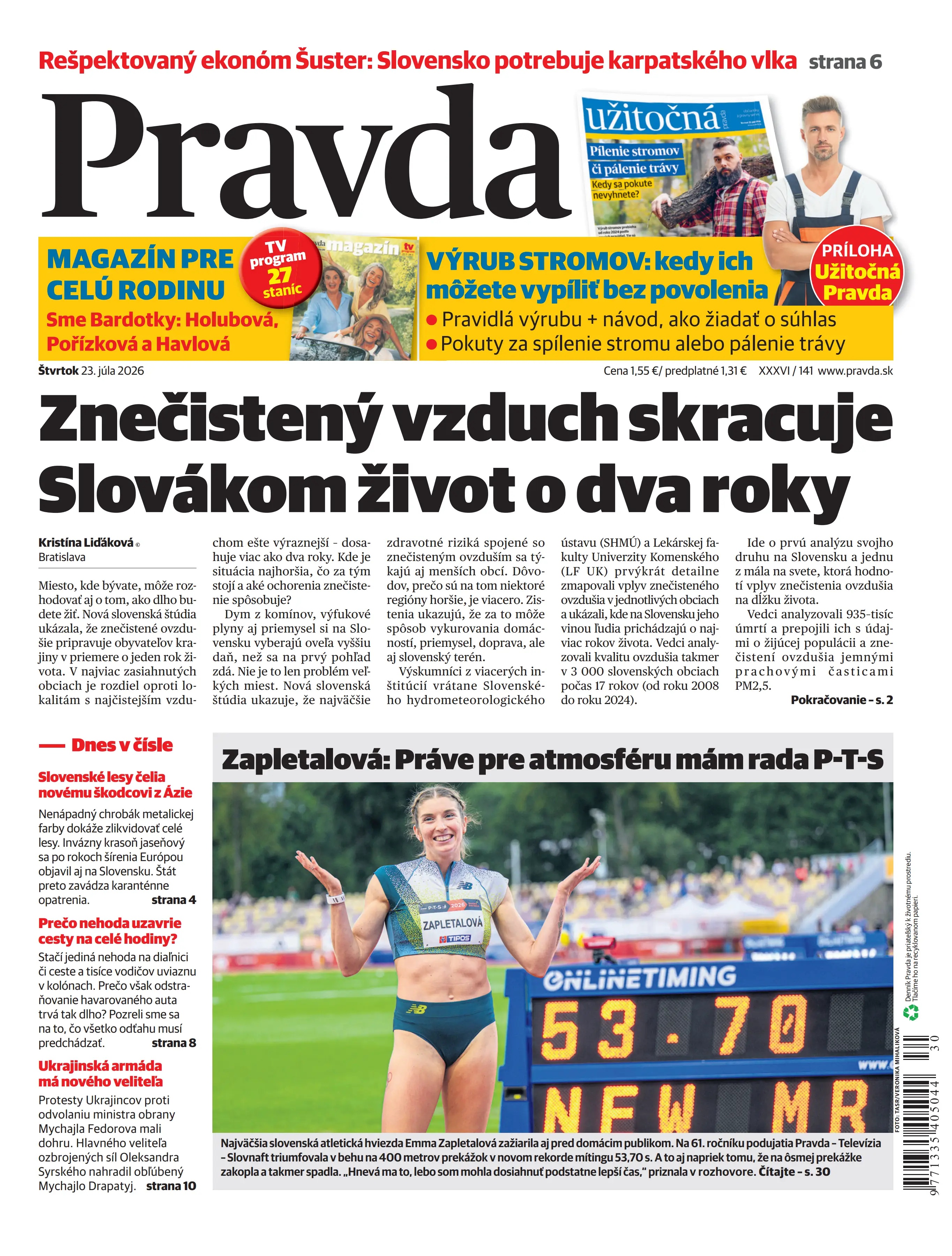 Vydanie Pravdy, náhľad obálky denníka