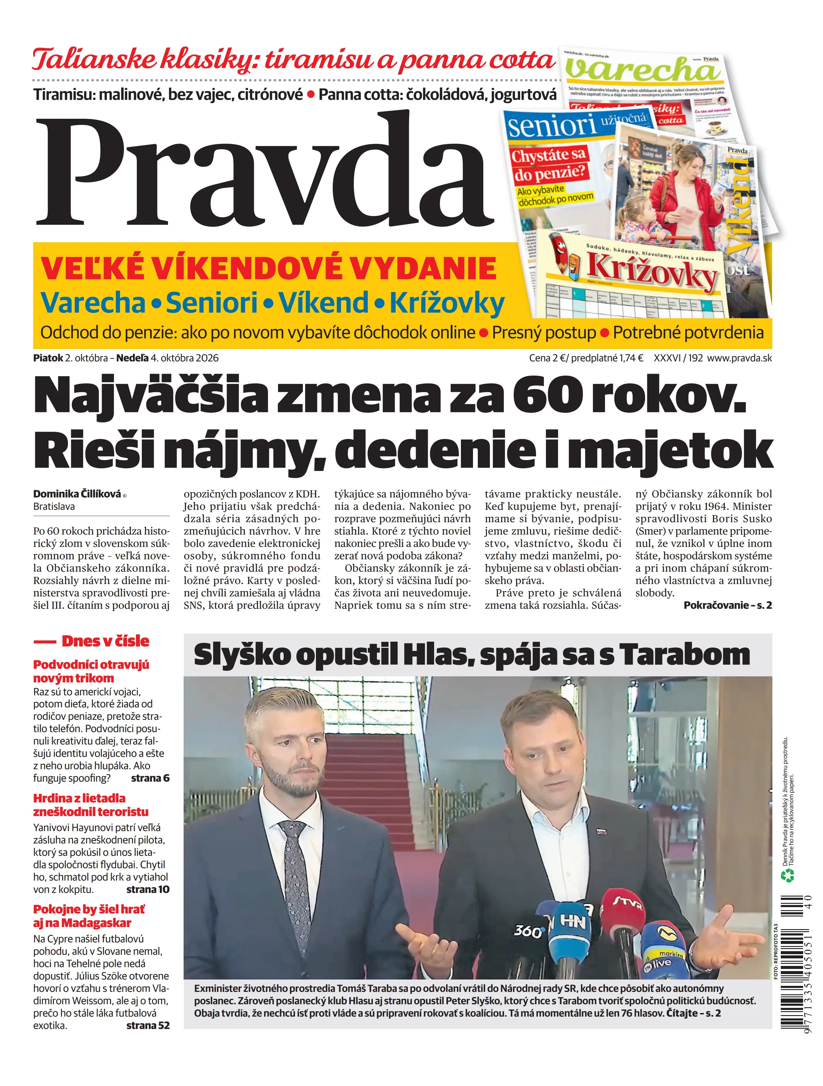 Pravda zo dňa 2.10.2026